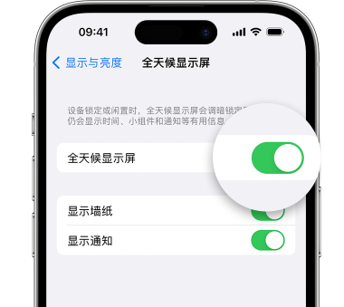 黔东南苹果15预约维修分享iPhone15如何设置全天候显示屏幕可见 